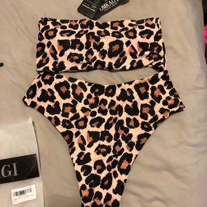 High waisted leopard bikini